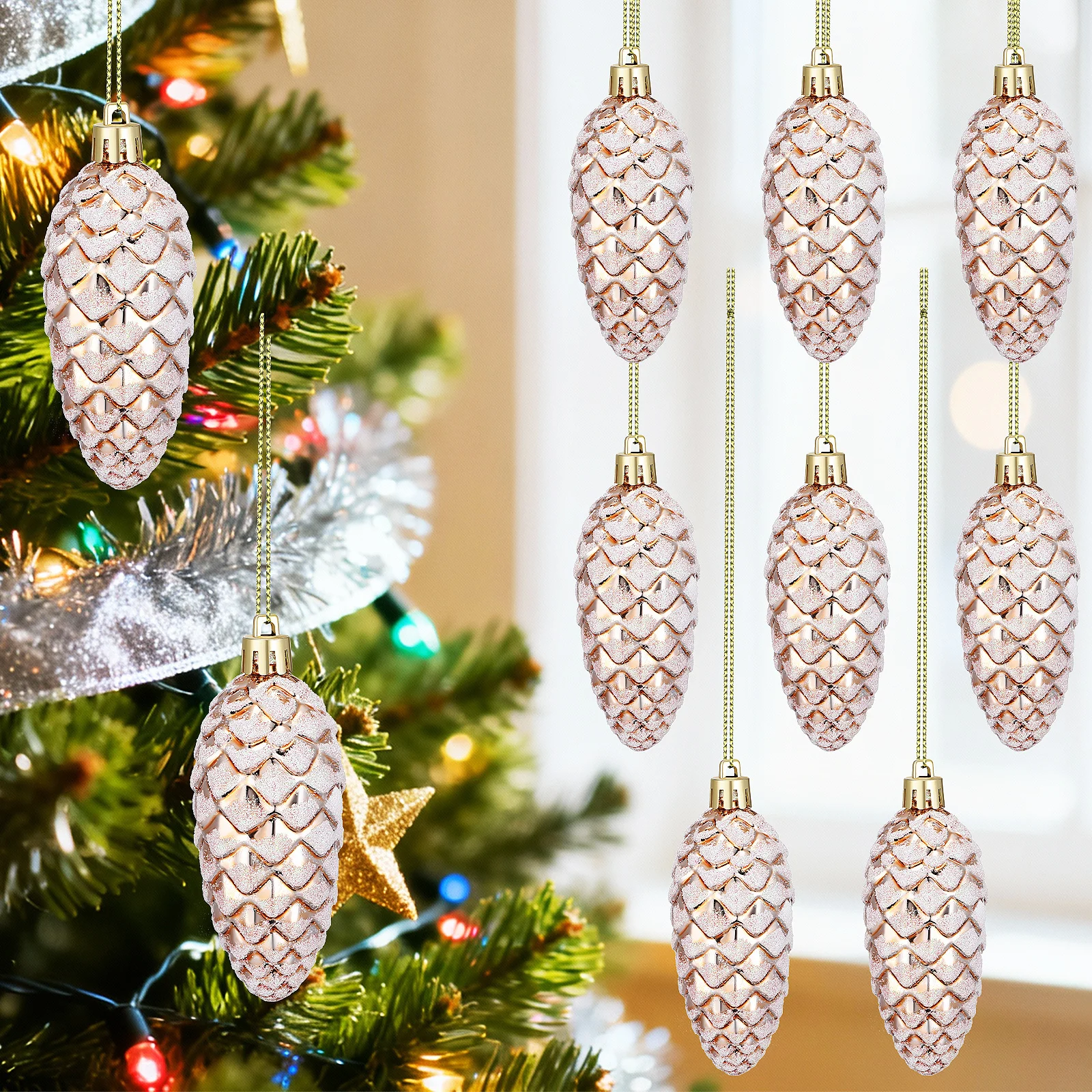 

10 Pcs Pine Cone Pendant Pinecone Xmas Ornaments Tree Cones Decorative Pinecones Christmas