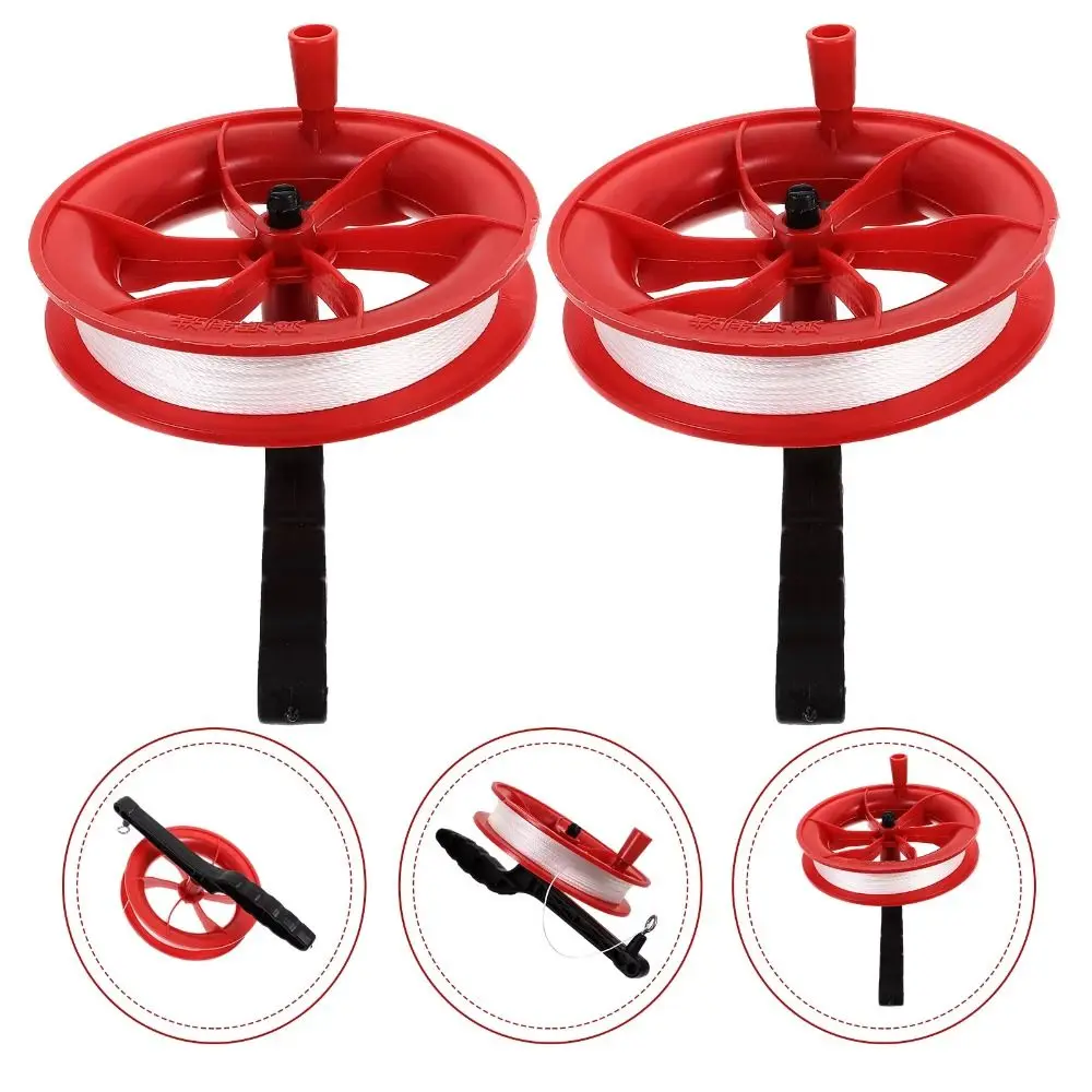 2PCS High Quality Plastic Flying Kite Line Red+ Black Kite Accessories Kite String with Reel Outdoor Sports Accessories