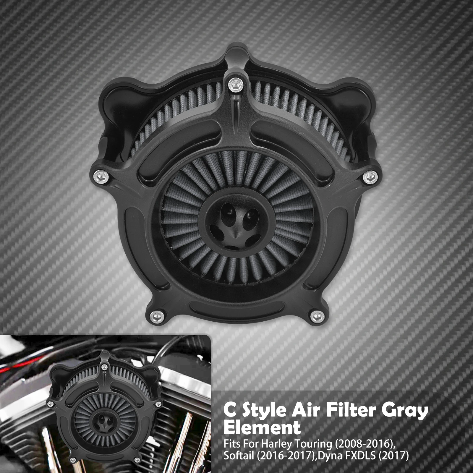 Motorfiets Luchtfilter Grijs Element Luchtfilter Inlaatfilter Kit CNC Voor Harley Touring FLHT FLHX Sportster XL Dyna Softail FLHC - afbeelding 1