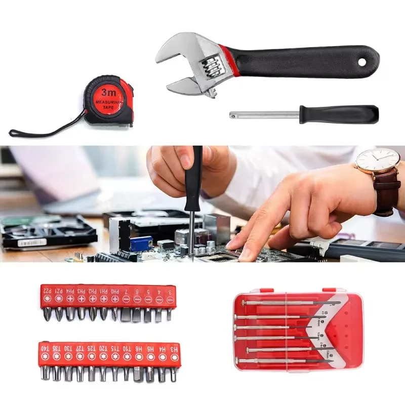 Smart Design Complete Hand Tool Set for All Home Tasks Durable Aluminum Trolley Case Hardware Box Set