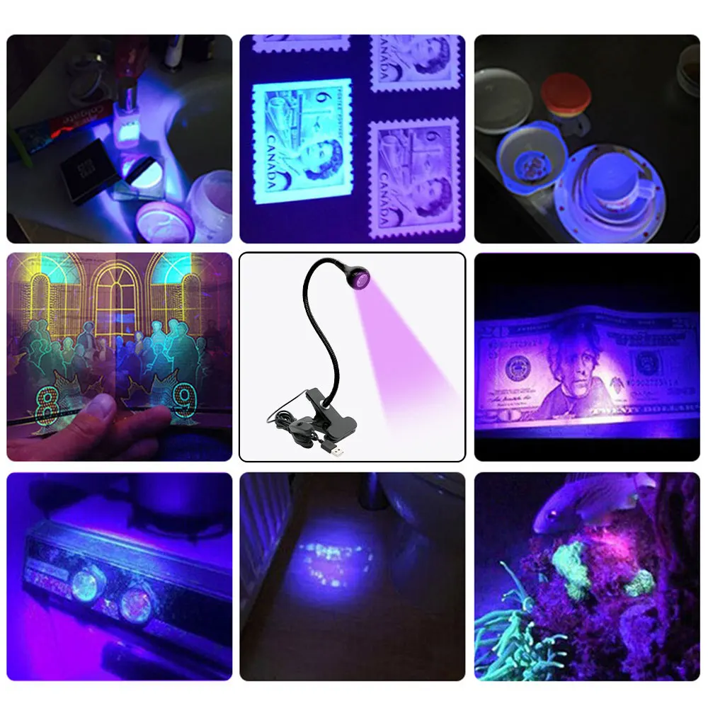 Led Ultraviolet Lights Nail Lights Dryer Mini Flexible Clip-On Desk Lamp DIY Nail Art Cash Medical Product Detector