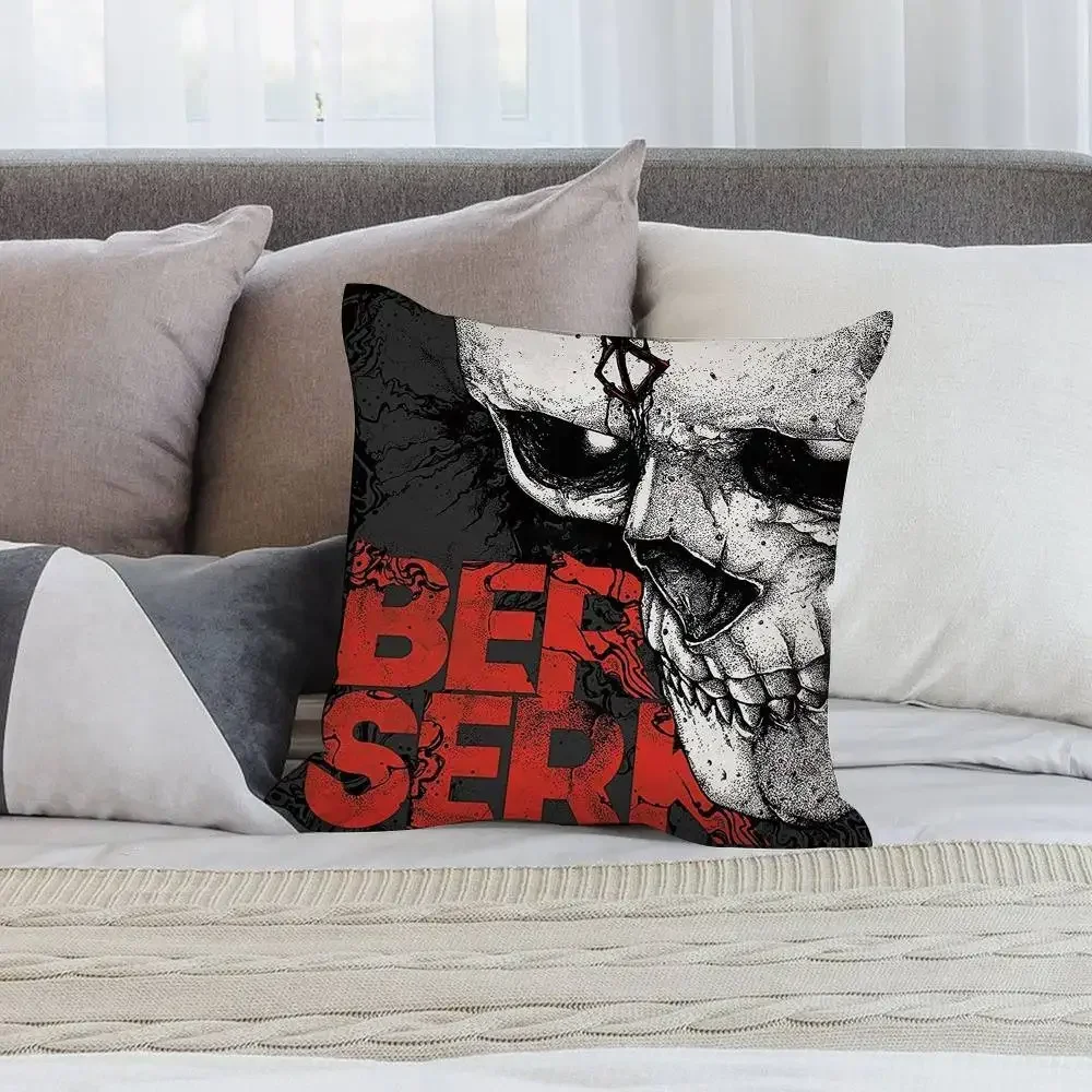 Anime B-Berserk Pillow Case Short plush Double-sided Print Square Throw Pillow Covers Sofa Home Cushion Decor