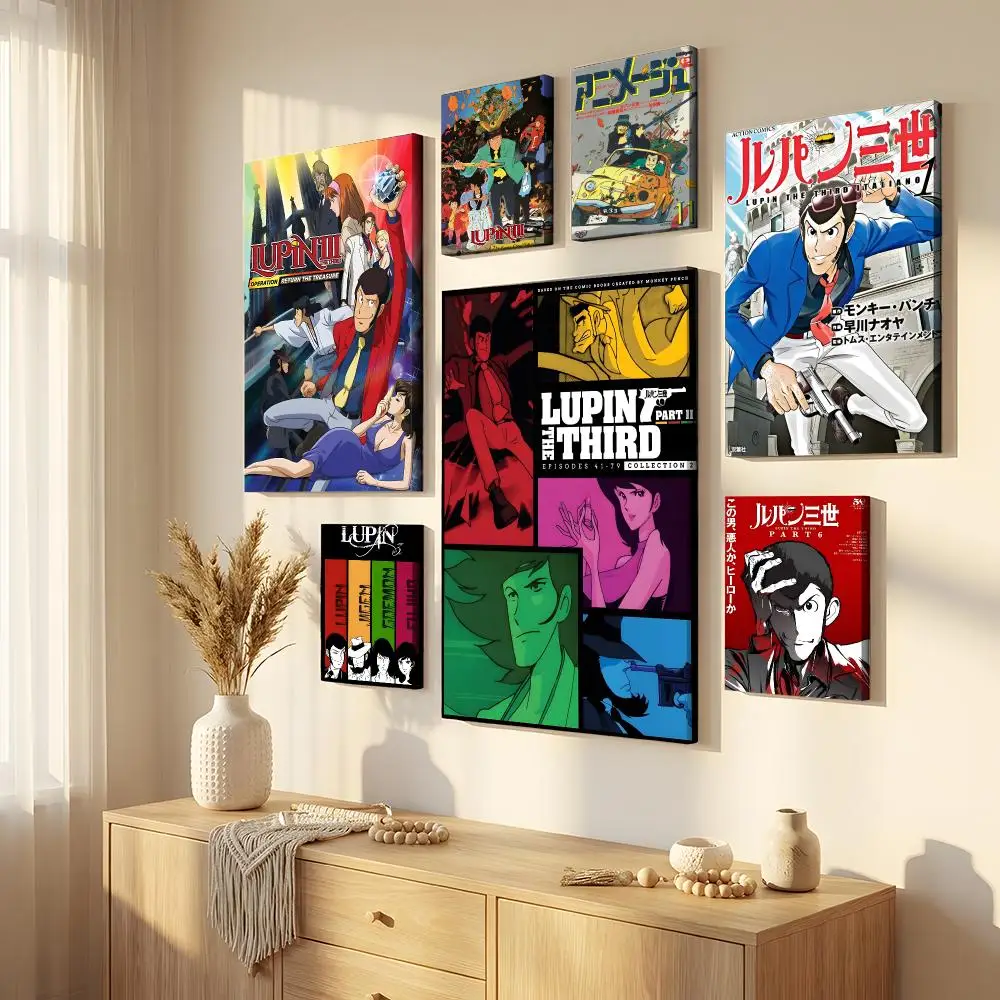 Lupin The Third Anime Framed Wall Painting Framed Canvas Wall Art Waterproof Wall Decor For Living Room Bedroom