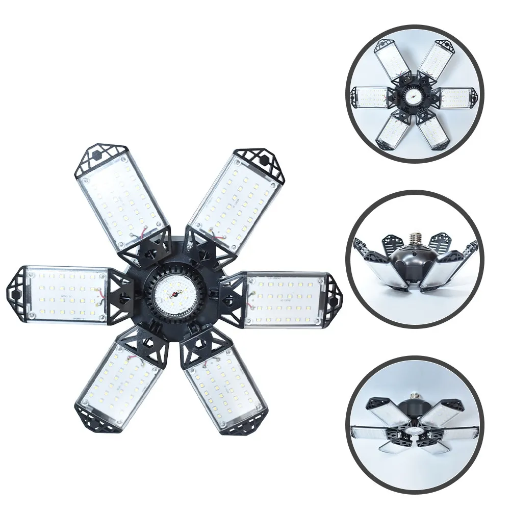 150W LED Garage Light with E27 Socket, Adjustable 120-270° Folding Awning Panel for Garage and Workshop