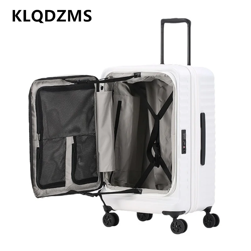 

KLQDZMS Men's Suitcase Front Opening Boarding Box USB Charging Trolley Case 20"24"28 Inch Laptop Multifunctional Luggage