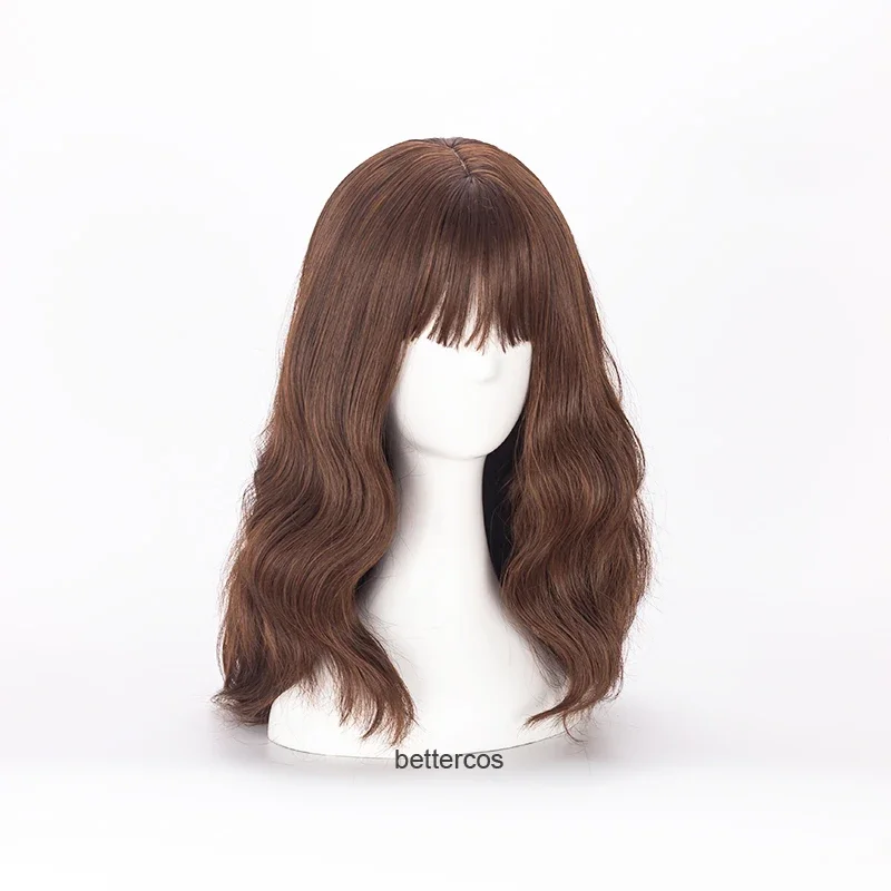 Hermione Jean Granger Cosplay Wigs Long Brown Wavy Curly Heat Resistant Synthetic Hair Wig   Wig Cap