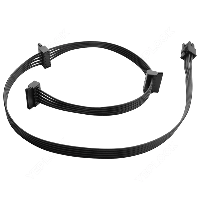 Cable de alimentación HDD para unidad de disco duro SSD en ángulo macho de 6 pines a 3 SATA para fuente de alimentación Modular Corsair AX760 AX860, 18AWG 50 + 15 + 15 CM