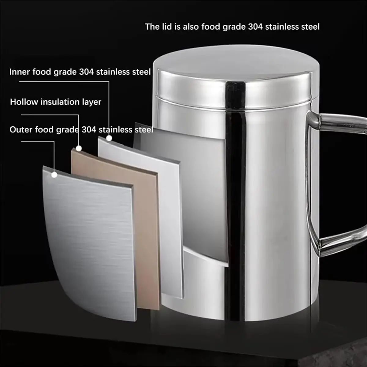 A10R 400ML Stainless Steel Coffee Mug Double Layer Anti-Scalding Cup Portable Drink Beer Tea Juice Thermal Tumbler