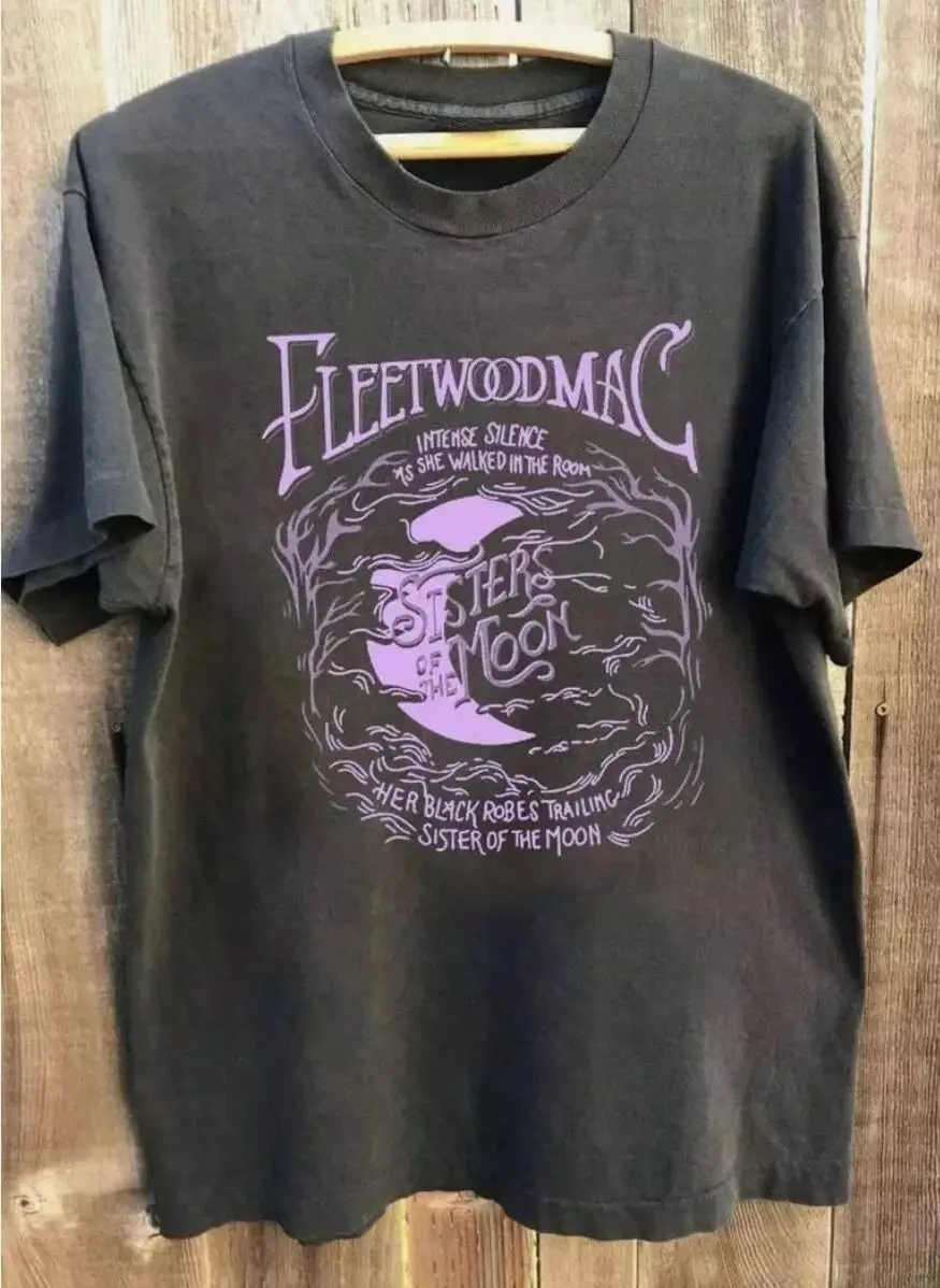 Harajuku T-Shirt Fleetwood Mac T Shirt Stevie Nicks Sisters Moon Vintage Rock Band T-Shirt Printed T-Shirt Casual Y2K Top Unisex