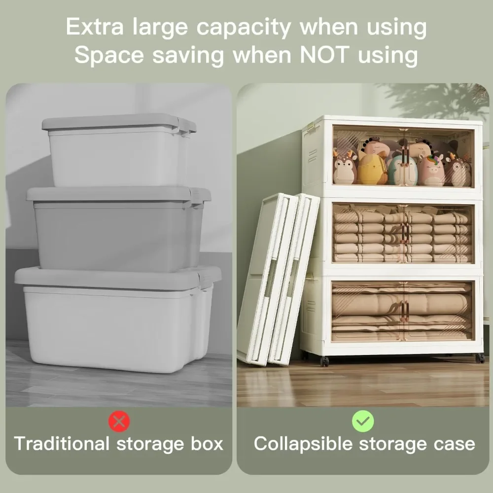 Storage Bins with Lid  36 Gal Extra Large Collapsible Storage Bins 4 Packs Stackable Storage Bins