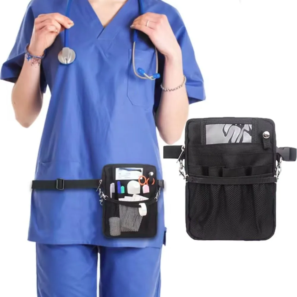 حزام قابل للتعديل ممرضة حزمة مراوح متعددة جيب مقاومة للاهتراء ممرضة الخصر الحقيبة سعة كبيرة ممرضة حقيبة كروسبودي التمريض المنزل #2