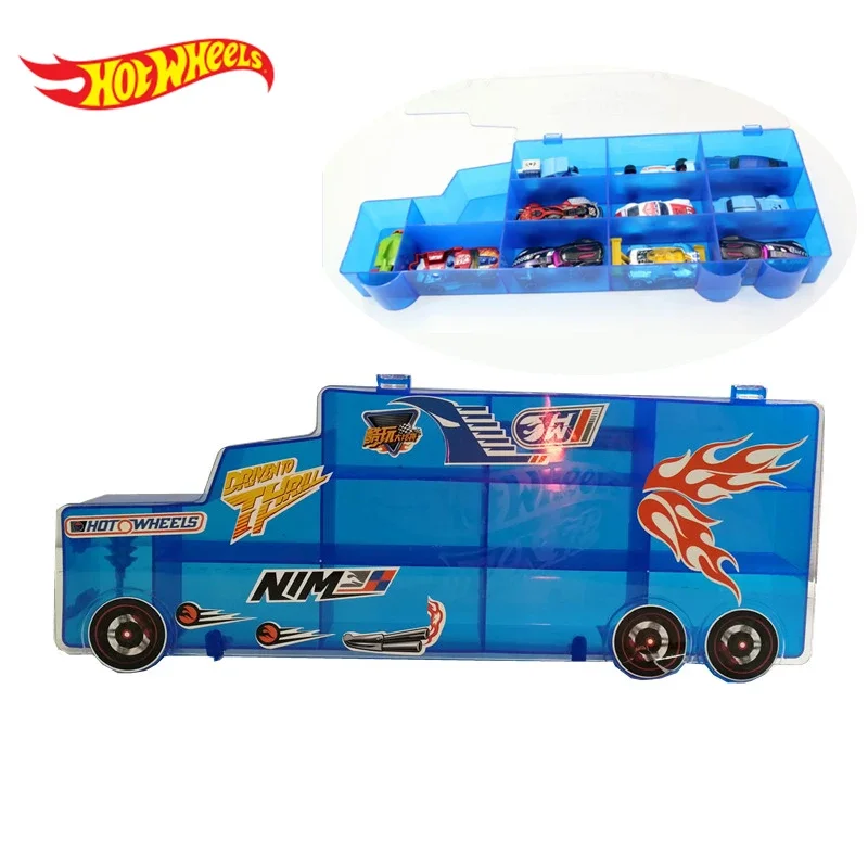 Hot Wheels Portable Plastic Storage Box for Diecast 1/64 Hold 16 Sports Models Car Educational Truck Toys for Boy Juguetes Gift