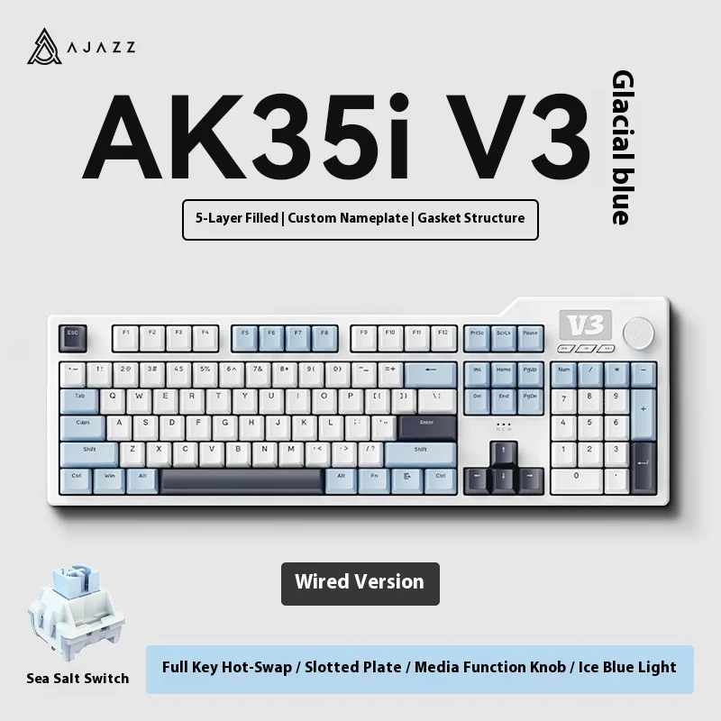حار Ajazz Ak35i V3 لوحة المفاتيح الميكانيكية السلكية 104 مفتاح Esports لعبة مفتاح المكونات الساخنة مشقوق تحديد المواقع لوحة وظيفة الوسائط المتعددة