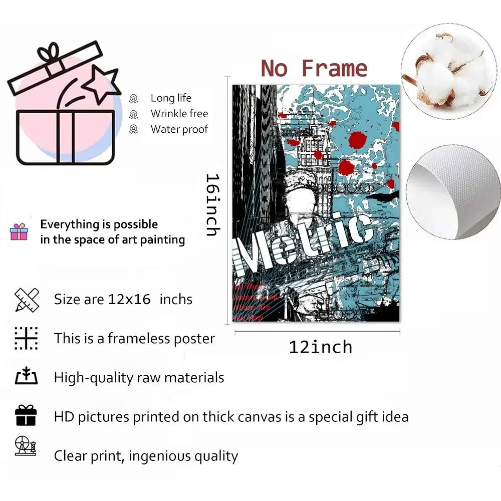 Metric Band Rock Painting Calligraphy Canvas Print Wall Mural for Living Room Decor Gifts