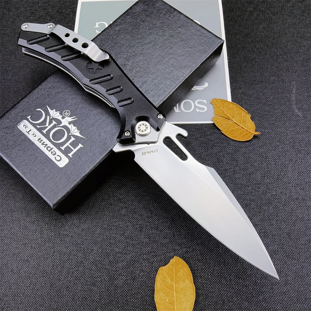 HOKC Russian Mangust-2C Folding Pocket Knife D2 Blade G10 Handle Outdoor Camping Hunting Knives Survival Tactical EDC Tools