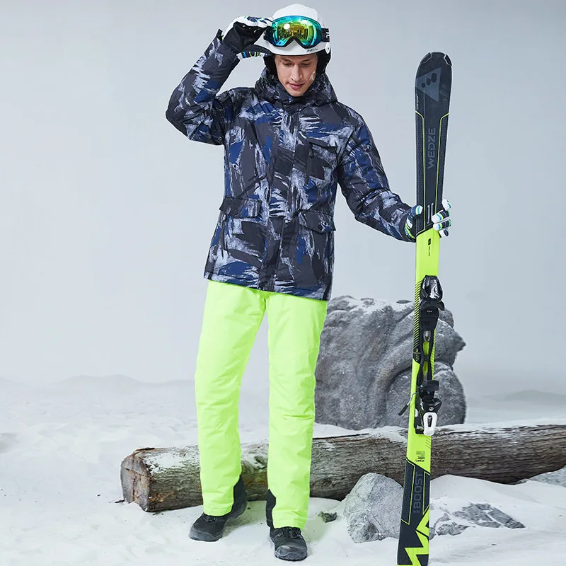 Cattreasure الشتاء بدلة تزلج مقاومة للماء للرجال يندبروف سميكة الدافئة بدلة التزلج في الهواء الطلق الذكور على الجليد سترة وسراويل #5