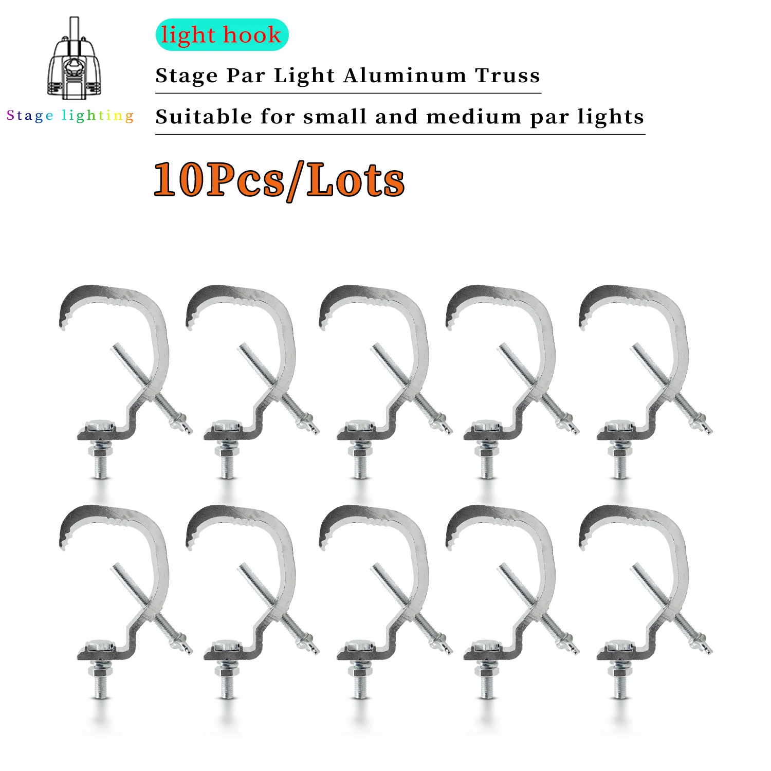 

10 шт./крючок для освещения сцены из алюминиевого сплава 30-55 мм, профессиональное сценическое оборудование, подвеска для Dj Club, светодиодная ферма, светодиодный крючок для сцены