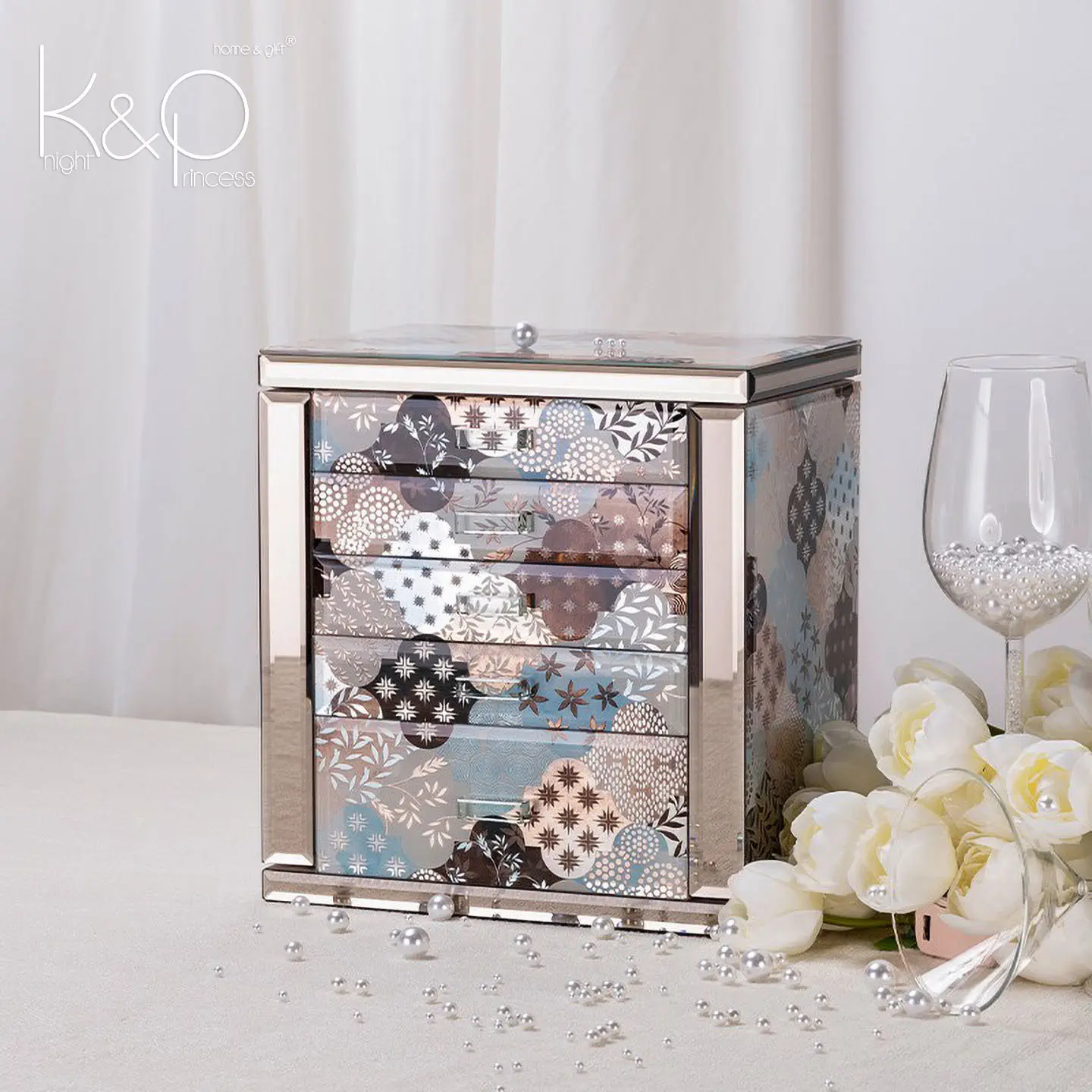 KP Jewelry Box Premium Multi Layer Large Capacity Storage Organizer for Necklaces Rings Gift