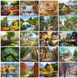 GATYZTORY 60×75cm Frame Diy Painting By Numbers For Adults Natural Scenery Acrylic Paint By Number Canvas Drawing Home Decor