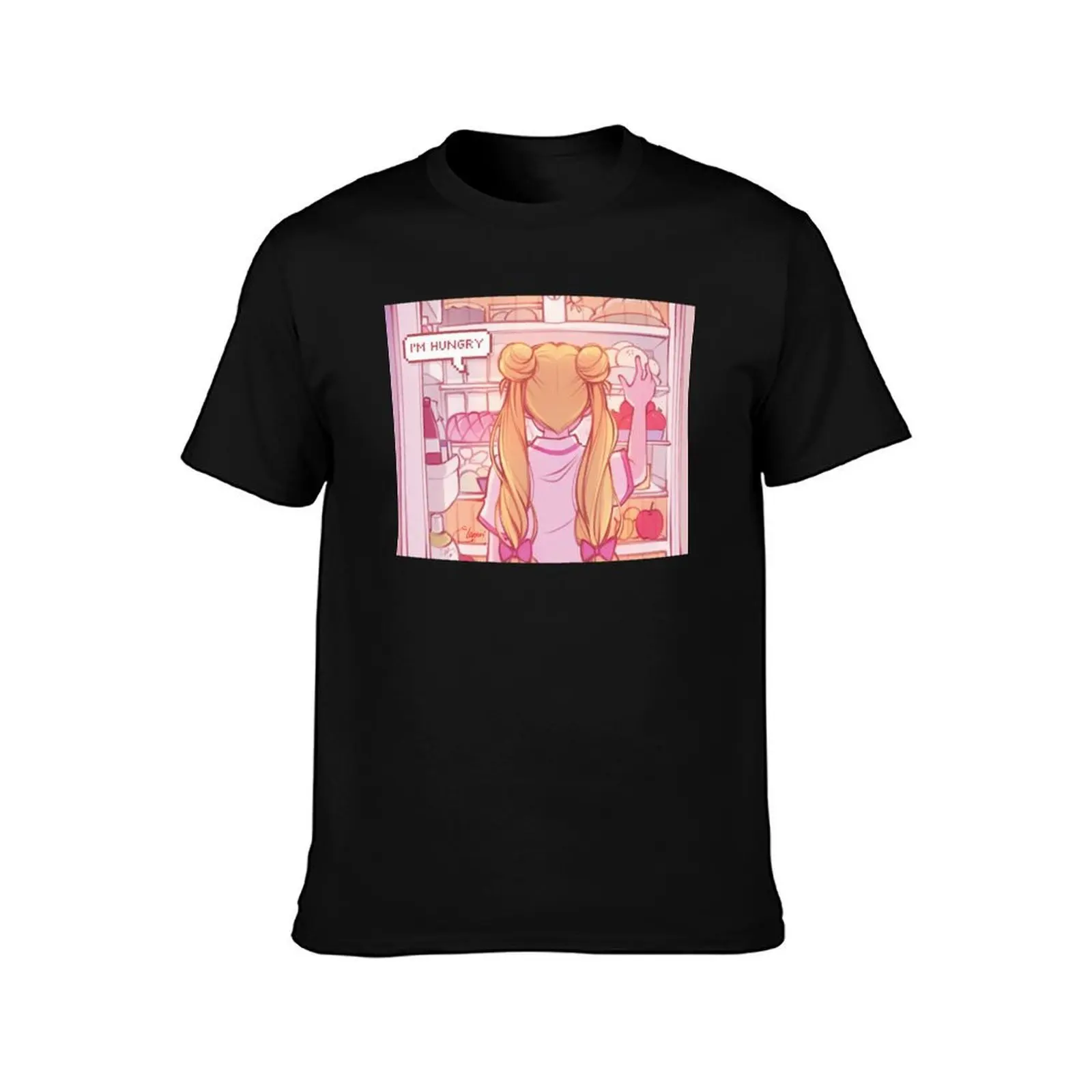I'm Hungry T-Shirt, Summer Casual Cotton Tee, Oversized Streetwear Tops, Vintage Graphic Print, Loose Fit Short Sleeve