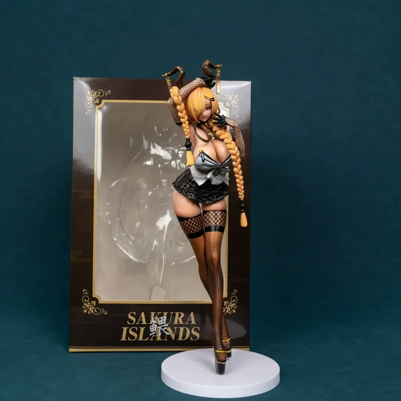 

Аниме-фигурка Azur Lane: Сакура Айлендс, блондинка с рогами, в униформе, с загорелой кожей, коллекционная модель из ПВХ для настольного декора, для взрослых