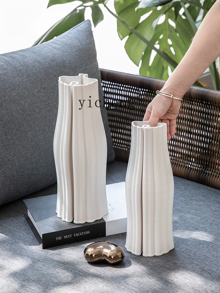 

LSL White Vase Ceramic Living Room Dried Flower Arrangement White Simple Creative Home Decoration Ornament