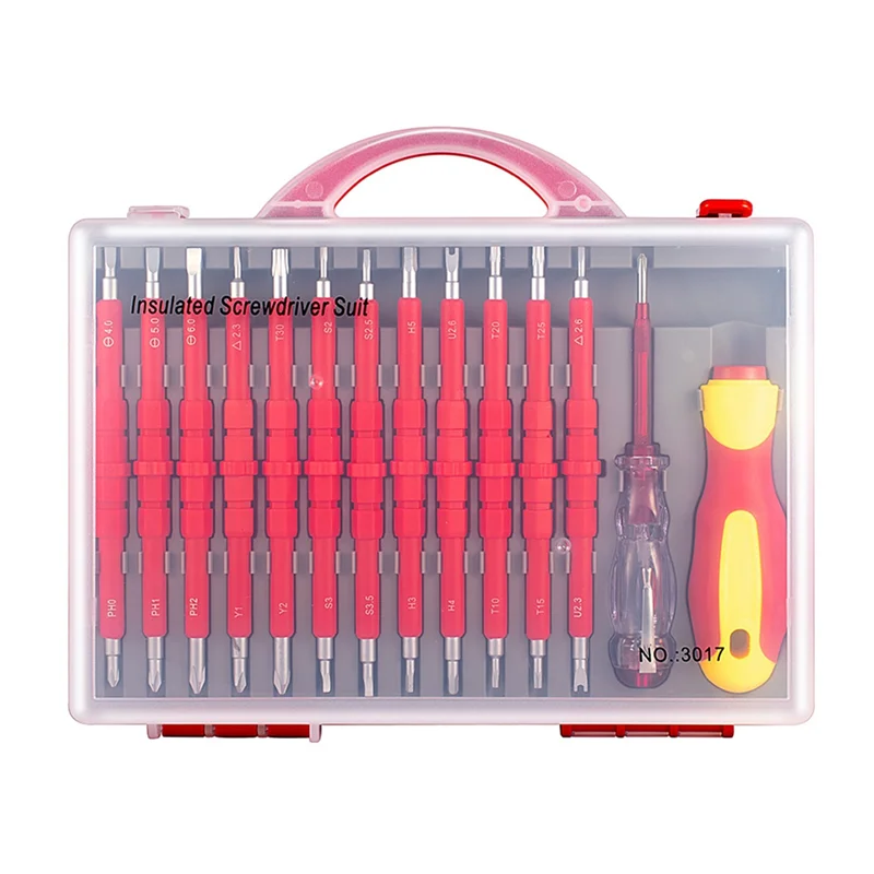 26-Piece 1000V Insulated Electrician Screwdriver Set Professional Electrical Screw Driver Set Tools for Man with Case