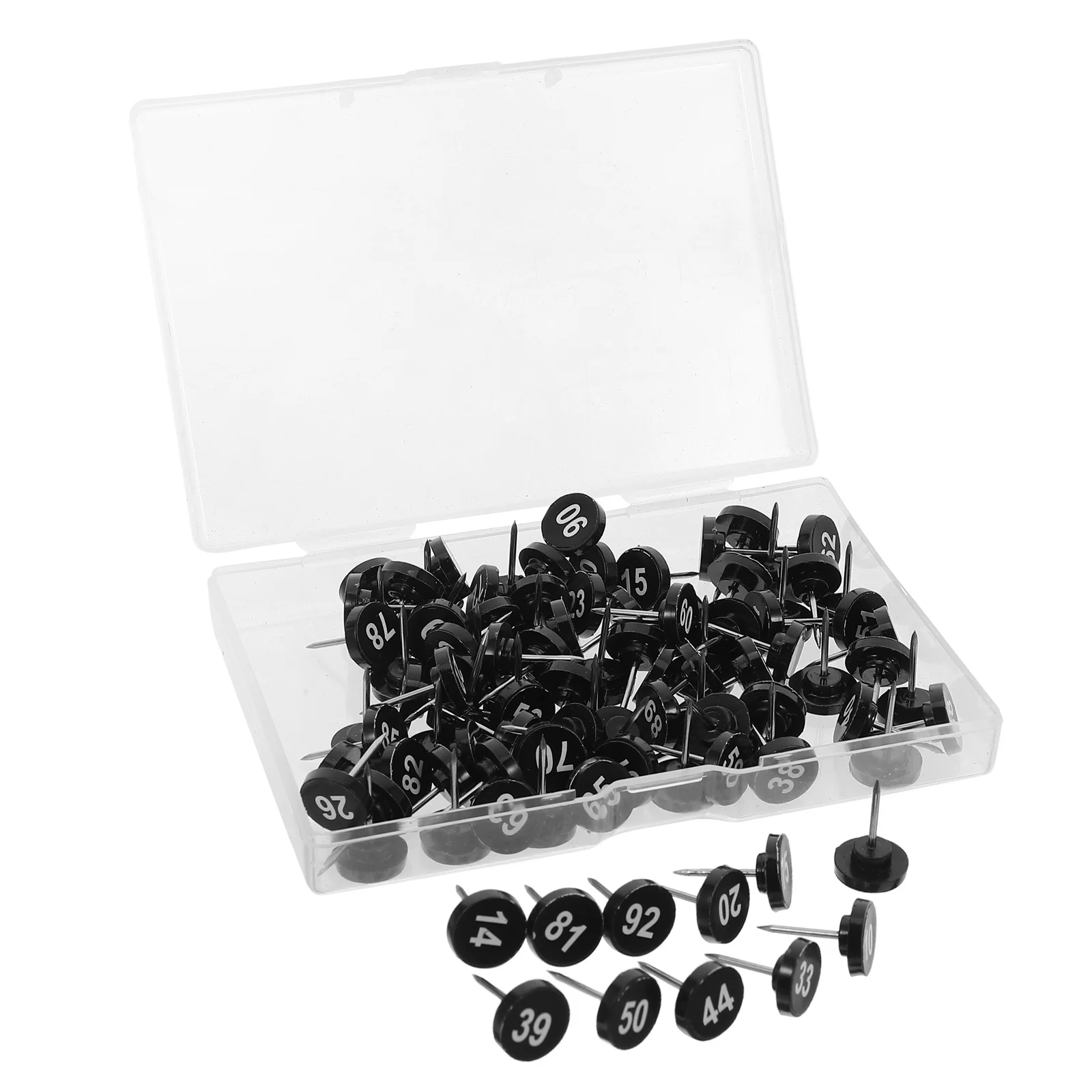 100Pcs Metal Thumbtacks with Numbers 1-100 Flat Round Design for Bulletin Board - Educational Office Map Display Push Pins Tacks