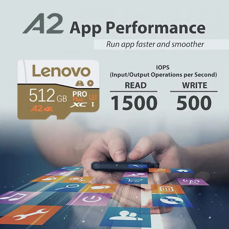 Lenovo 2TB sd/tf แฟลชเมมโมรี่การ์ด1TB Micro TF SD ขนาด512GB การ์ดมินิ SD ขนาด256GB สูงสุด100เมกะไบต์/วินาทีการ์ดหน่วยความจำ128GB สำหรับโดรนโทรศัพท์