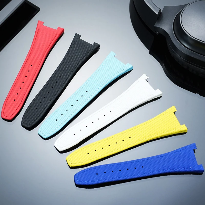 Fluororubber Watchbandp for IWC Engineer IW500501 IW378507 FKM Watch Strap with Nylon Pattern Concave interfaceBracelet