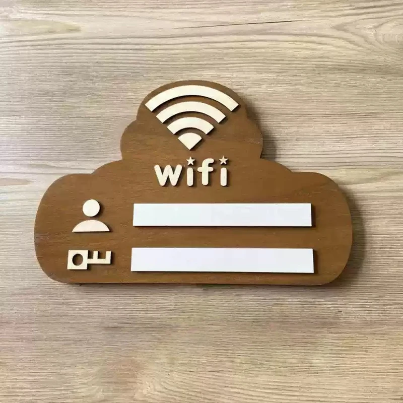 Wooden WiFi Password Sign Rustic Wall-Mounted Wireless Network Indicator Plaque Vintage Network Password Display Board 1pc