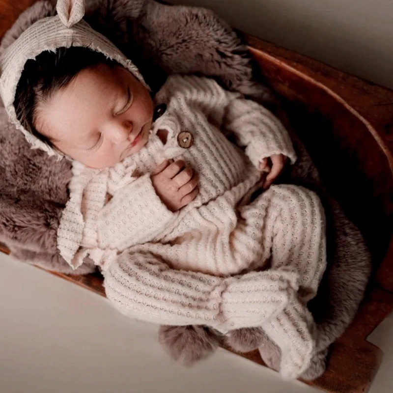 Baby-Fotokleidung, Neugeborenen-Fotozubehör, Strampler mit Füßen, Kleinkind-Foto-Outfit