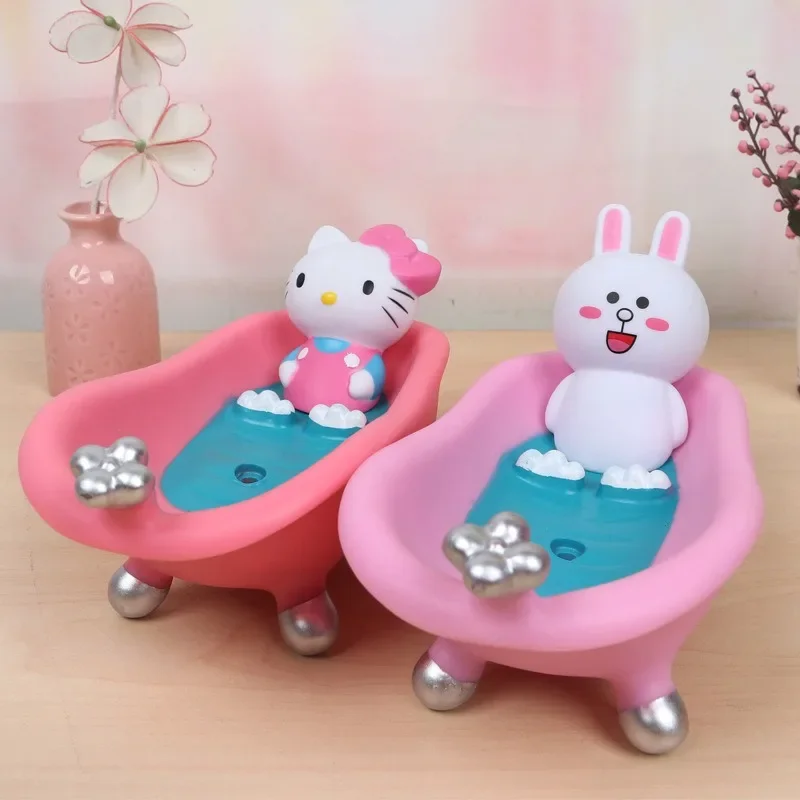 Sanrio Hello Kitty Uchwyt na mydło łazienkowe Pudełko na mydło Kreskówka Uchwyt na gąbkę kuchenną Narzędzie łazienkowe Uchwyt na mydło do mycia rąk