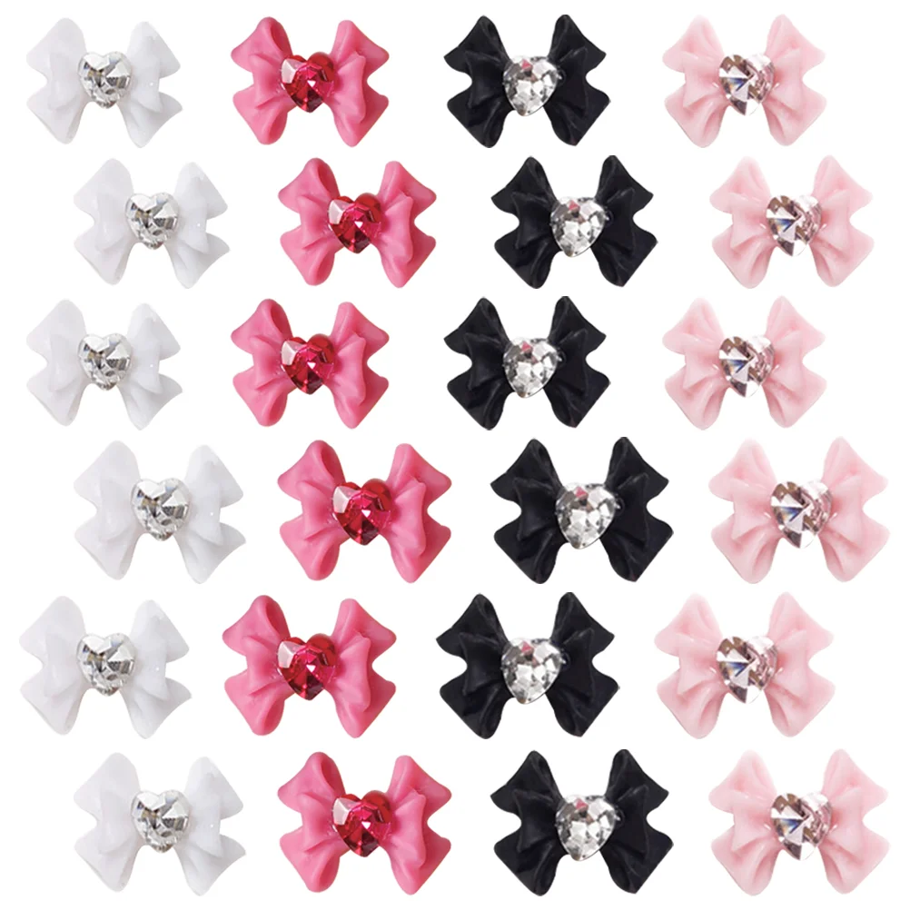 

40 Pcs Bow Nail Decoration Rhinestone Charms Manicure 3d Decorate Resin Accessory Decorations