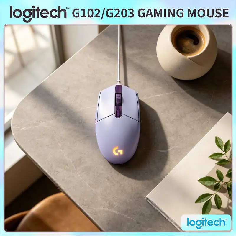 Ratón con Cable Logitech G203 para Juegos, 200-8000 DPI, LIGHTSYNC RGB, 6 Botones, Respuesta de 1ms, Cable de 2.1m, 85g, Rápido