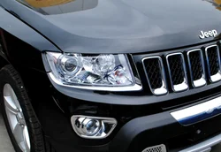 Chromed ABS Plastic 2PCS Front Head Light Lamp Eyelid Trim For Jeep Compass 2011 2012 2013 2014 2015