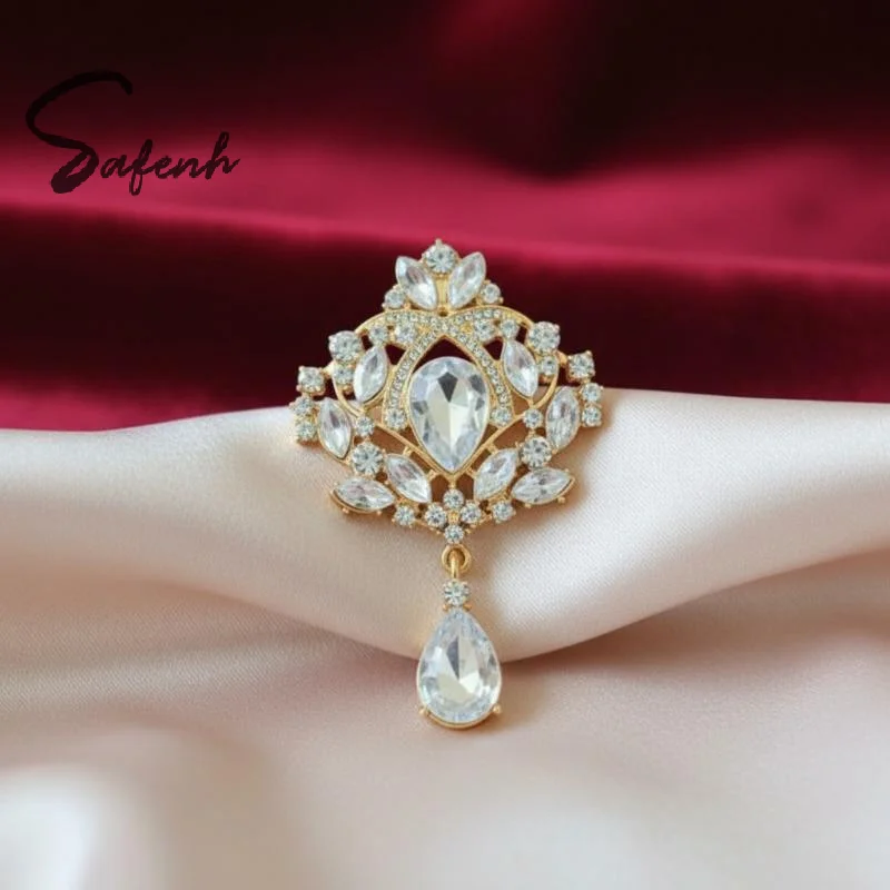 Sparkling Rhinestone Brooches For Women Vintage Crystal Inlay Brooch Pins Jewelry Perfect For Weddings Banquets Daily Use