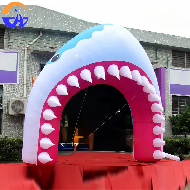 Arco de boca de tiburón inflable gigante, túnel de fiesta creativo para niños, arco de entrada, juguetes, decoración de escenario para eventos