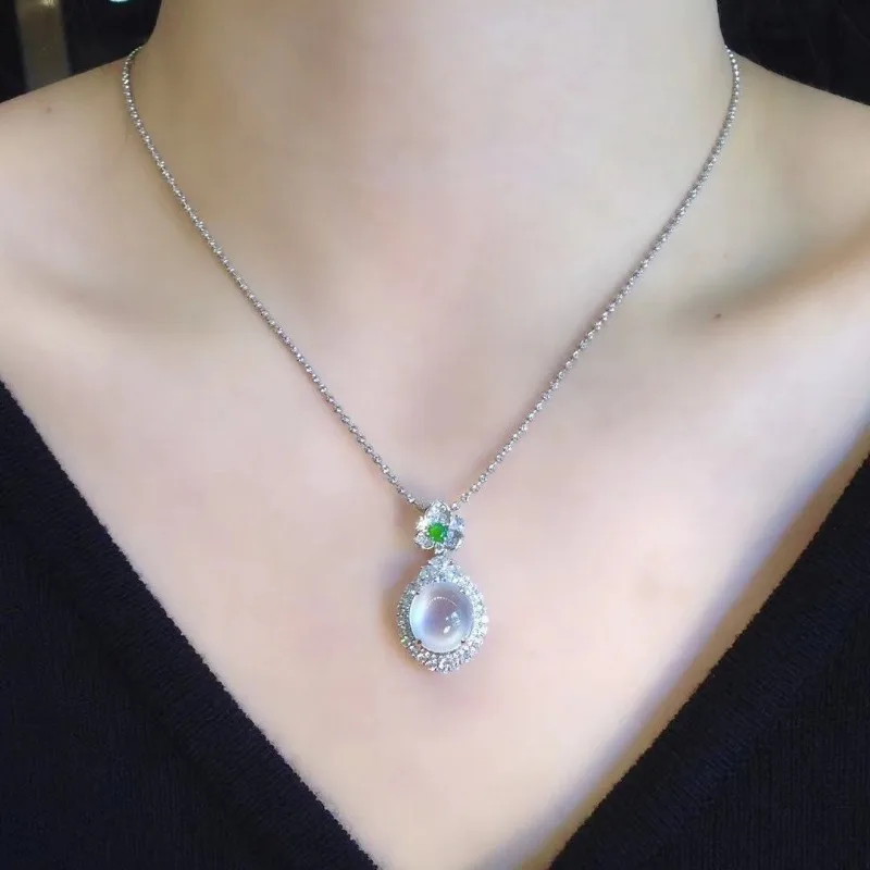 Original gentle style natural ice chalcedony Necklace for Women exquisite fashion pendant High quality jewelry wedding gift - Image 5