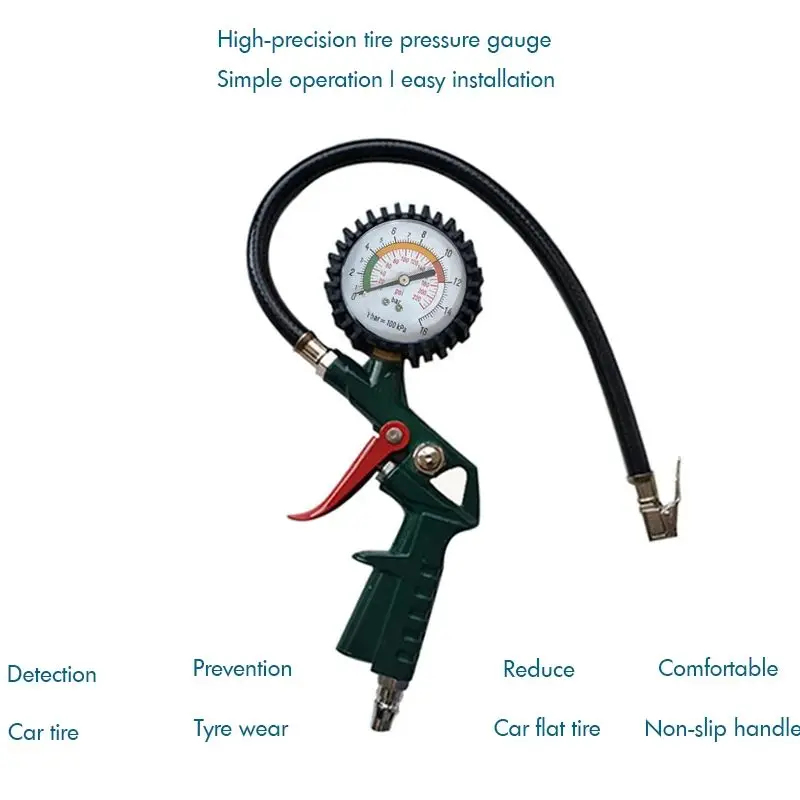 Precyzyjny miernik ciśnienia w oponach samochodowych 0-220 psi (0-16bar) Metalowa rączka Miernik ciśnienia w oponach Tester ciśnienia w oponach do