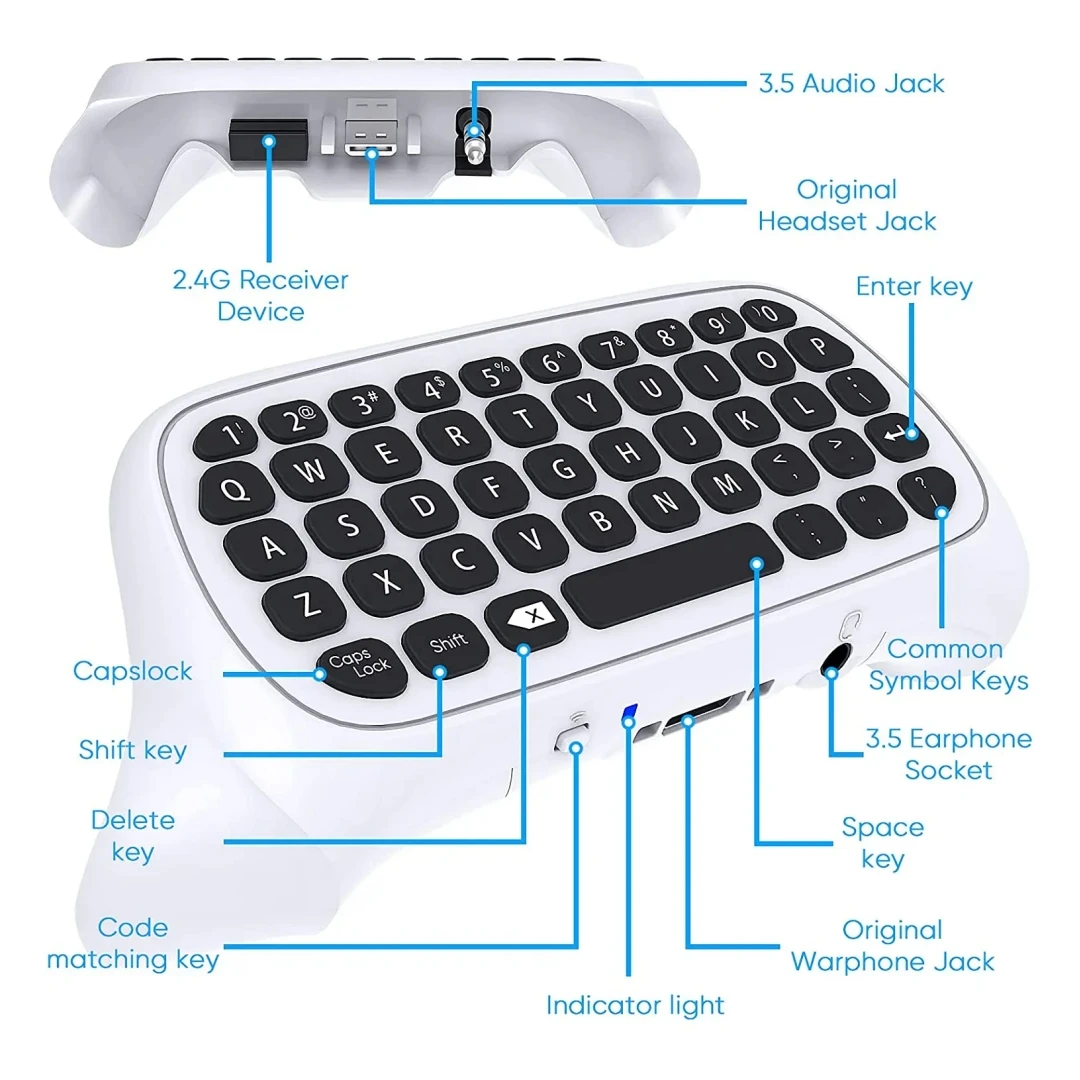 Controller Keyboard for Xbox Series X / S / One / One S Wireless Chatpad Bluetooth Gaming Keypad with USB Receiver Built-in Spea