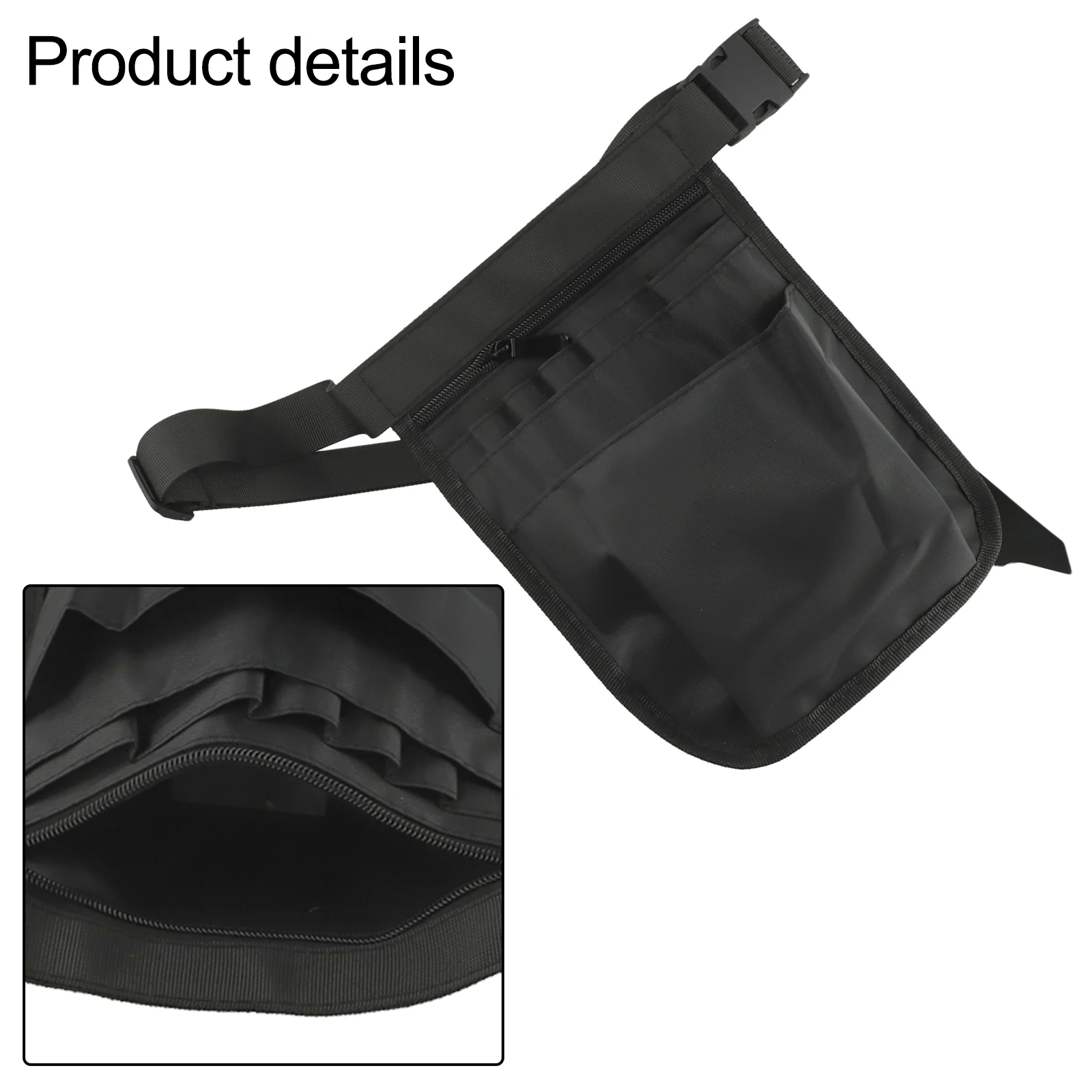 Borsa da cintura regolabile Borsa portaoggetti impermeabile nera Tasche multiple per attrezzi Chiusure con cerniera Fibbie resistenti