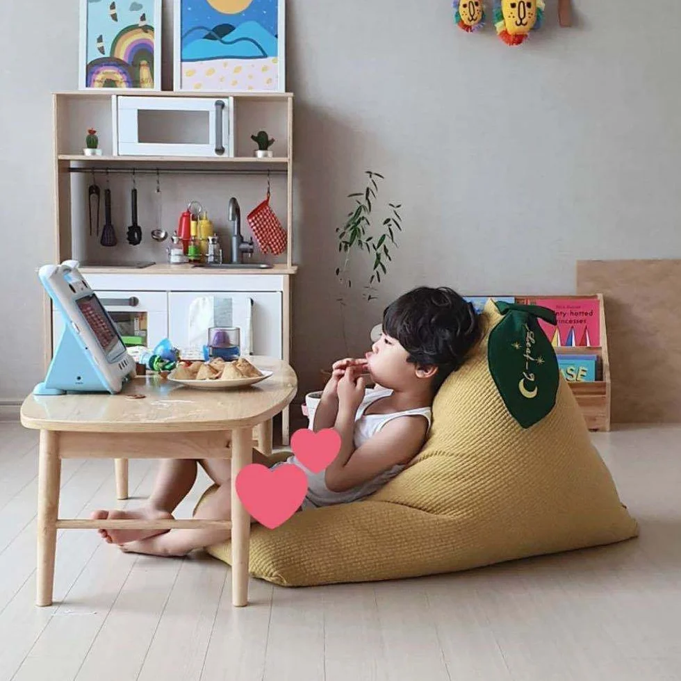 INS Kids Cotton Bean Bag Sofa Cute Triangle Lazy Lying Soft Chair Leaf Seats Baby Reading Relax Photography Props Room Decor