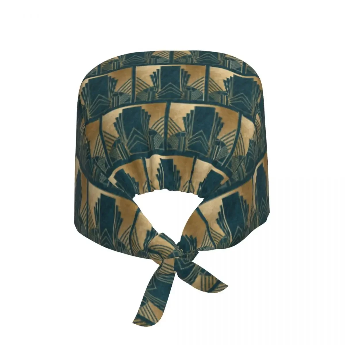 Art Deco Glamour - Teal And Gold Scrub Hat Doctor Working Surgical Cap Unisex Adjustable Nursing Caps for Dentist