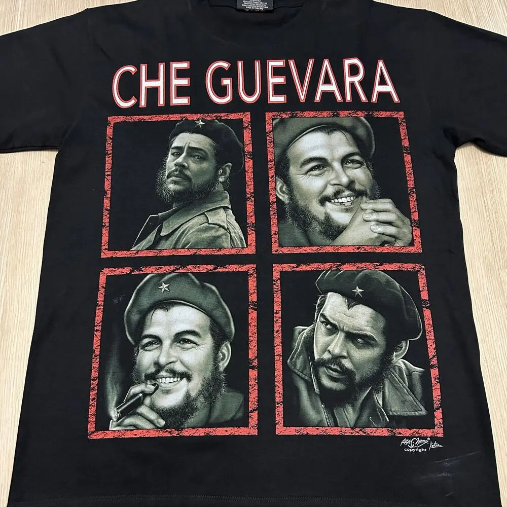 Vintage 90s El Che Guevara Portrait Tee RARE Guerilla Black T Shirt Size Medium