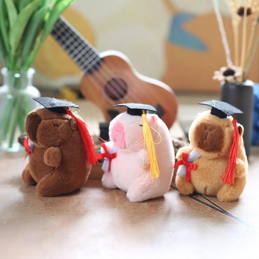 Gradation Hat Plush Capybara Toy Cute Capybara Keychain Pendant Stuffed Diploma Decoration Gift for Students Graduation Gifts