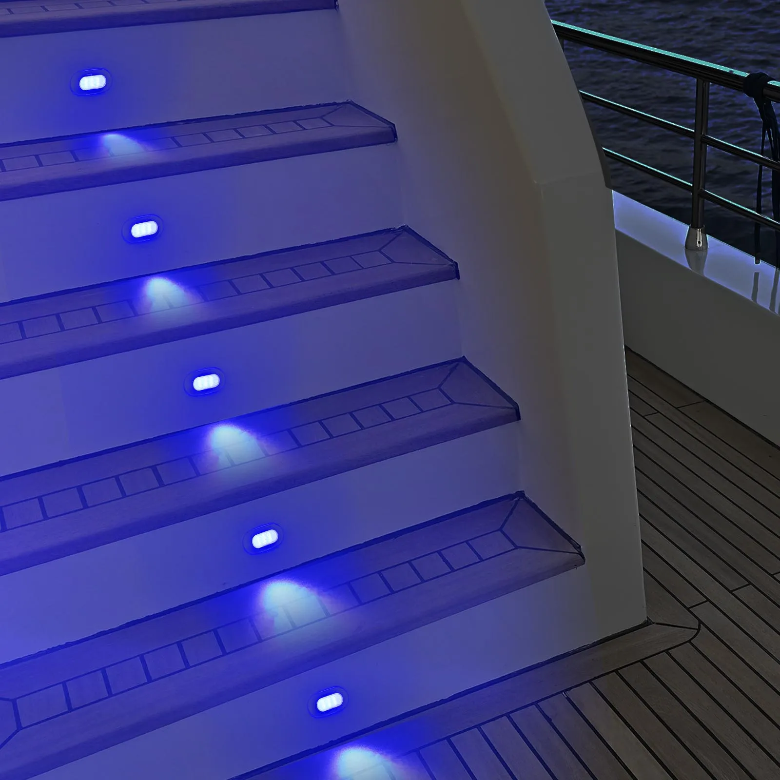 Luces LED de cortesía para escalones, iluminación de utilidad decorativa montada en superficie para barco, yate, RV, caravana, cubierta SS304, 4 Uds.