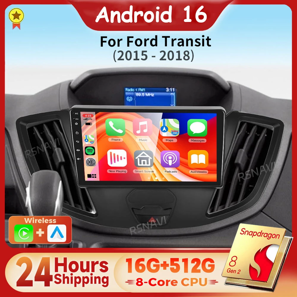 Android 16 Carplay Auto Car Radio Multimedia Player For Ford Transit 2015 - 2018 E53 X5 M5 Autoradio GPS Stereo 24-Hour Shipping