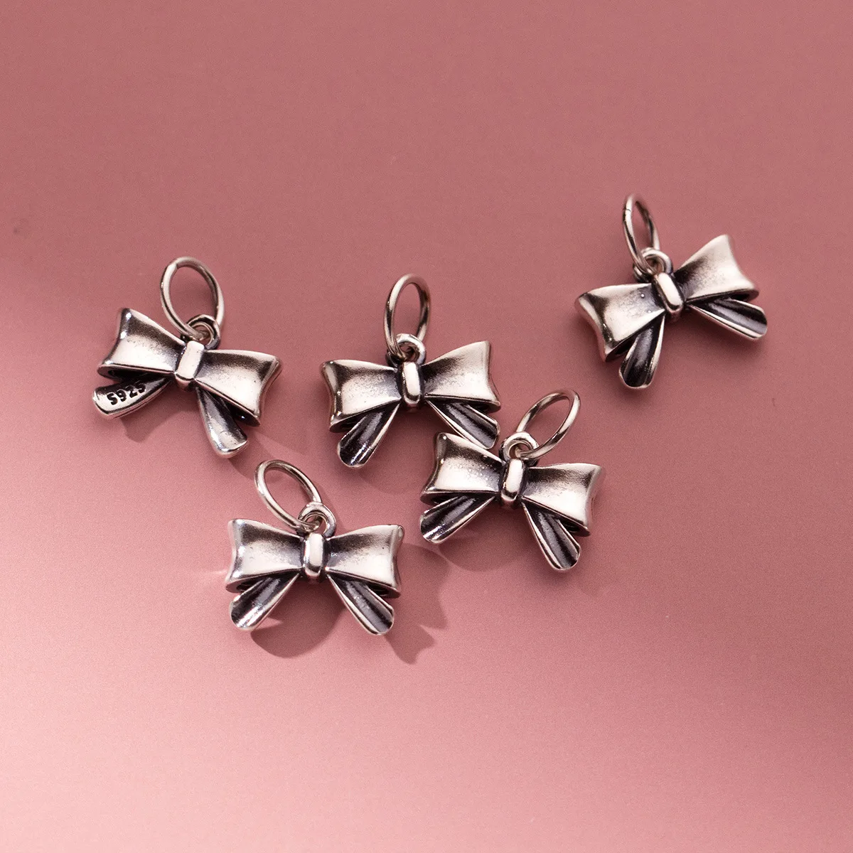 1pc/Lot 925 Sterling Silver Antique Bow Tie Dangler Charms 12x9x3mm Handcraft Women Earrings Necklace Pendants DIY Jewelry Make