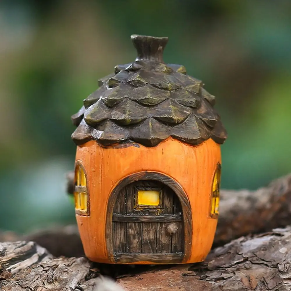 Resin Mushroom Figurines Pinecone House Statue Garden Accessories Micro Landscape Decor Garden Sculpture Home Garden Decor
